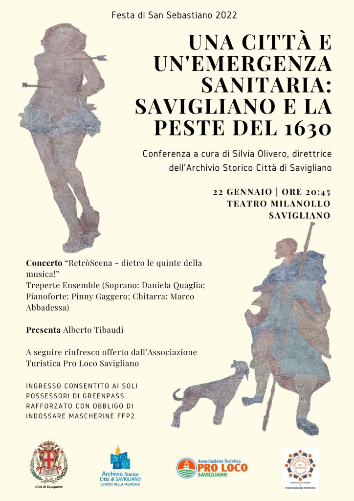 Locandina della conferenza "Una città e un’emergenza sanitaria: Savigliano e la peste del 1630"