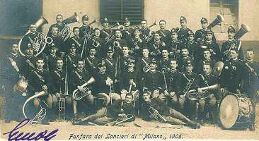 Fanfara del Lancieri di Milano nel 1905 a Savigliano.